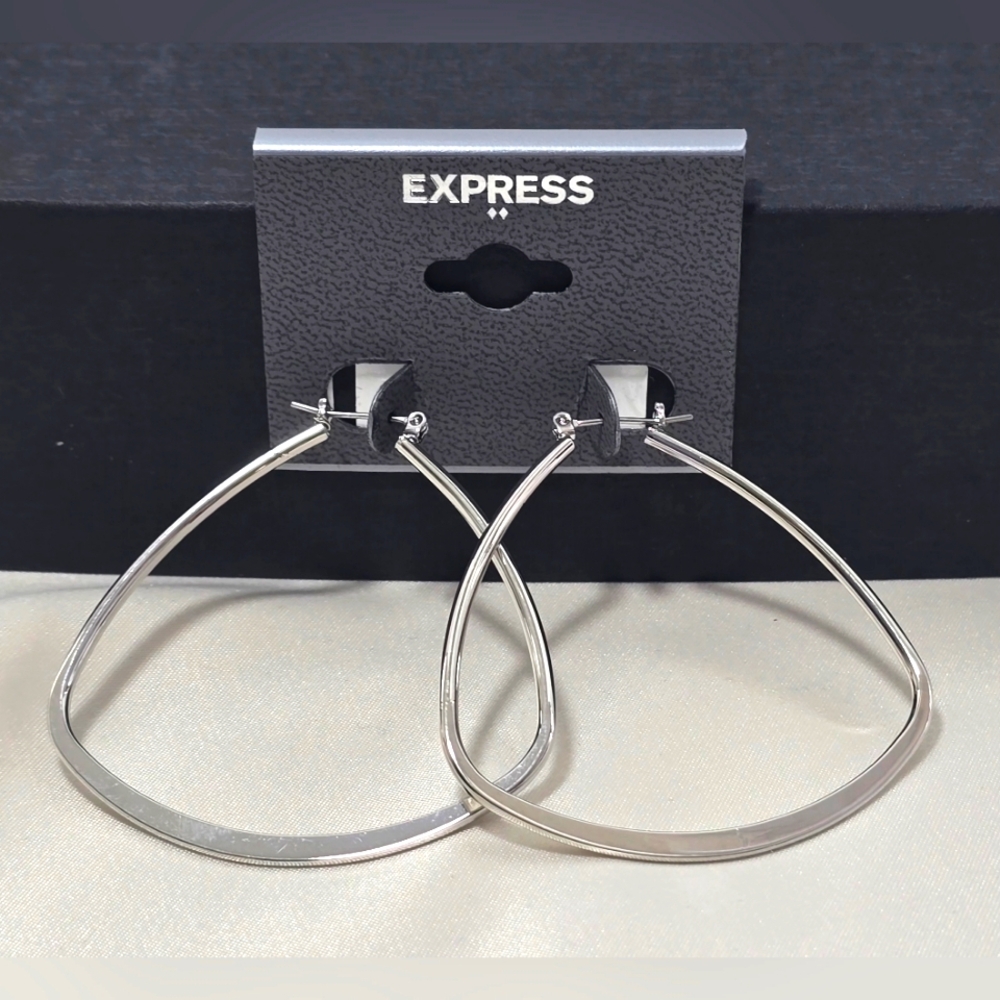Express Silver Hoop Earrings